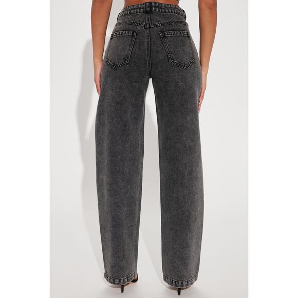 Fashion Nova Got A Secret V Front Straight Leg High Rise Jeans Size 18 NWT Gray - Picture 9 of 12